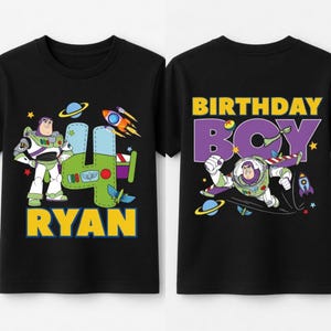 Personalized Toy Story Birthday Tee, Buzz Lightyear Birthday Sweatshirt, Disneyland Party Shirt image 1