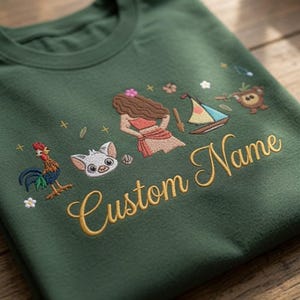 Custom Name EMBROIDERED Disney Princess Moana TShirt Sweatshirt Hoodie, I Am Moana Pua Pig Hei Hei Tee, Disney Girls Trip, Magic Kingdom image 2