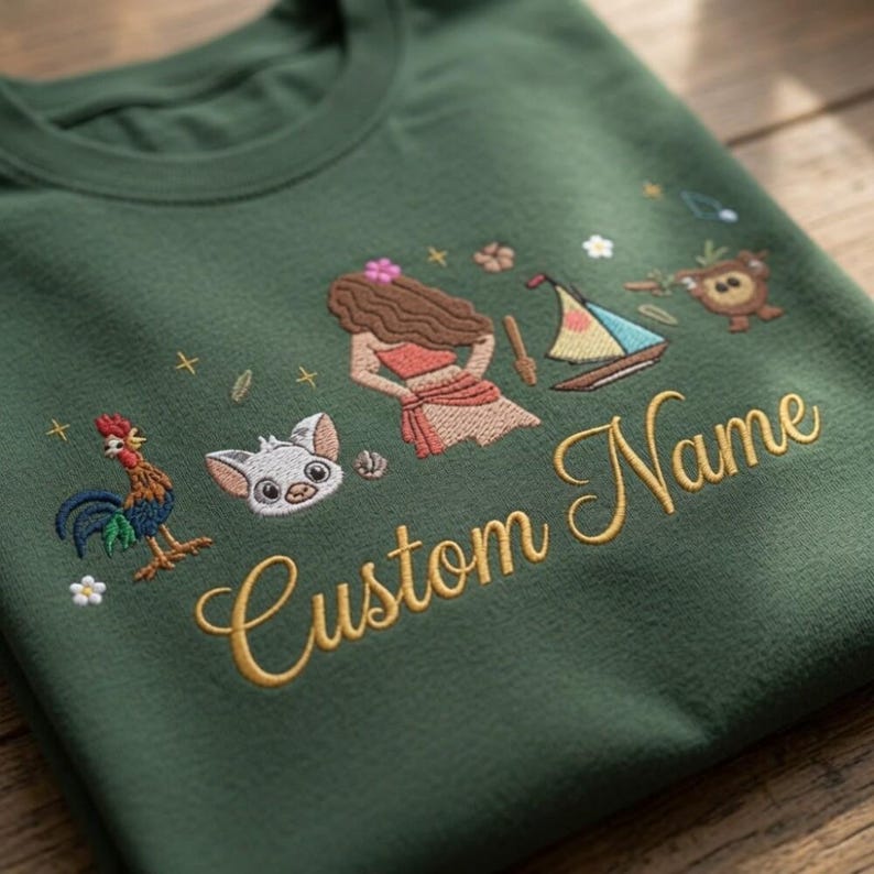 Custom Name EMBROIDERED Disney Princess Moana TShirt Sweatshirt Hoodie, I Am Moana Pua Pig Hei Hei Tee, Disney Girls Trip, Magic Kingdom image 2