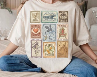 Fourth Wing Books Stamp Shirt Comfort Colors, Fourth Wing Inspired Tee, Dragon Rider Romantasy Fan T-Shirt