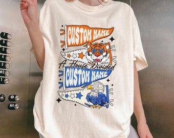 Custom Retro House Divided Four Pennant Shirt, School Spirit Tee, Favorite Team Vintage Fan T-Shirt
