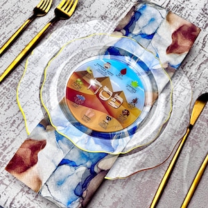 Passover Seder Plate Acrylic Coaster Set: Ten Plagues Design