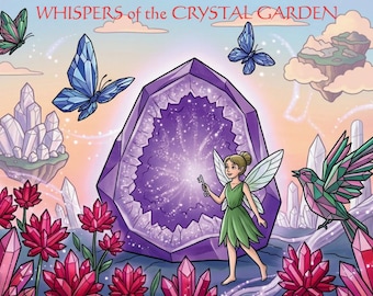 Crystal Garden Whispers, Storytelling Coloring Book for Kids, 15 Fantasy Crystal Pages, Mindfulness Art, Multilingual PDF, Digital Download