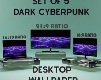 Dark Cyberpunk Desktop Wallpaper Bundle, Neon Sci-Fi PC Background, 4K Abstract 3D Tech Screensaver, Gamer Desk Setup Digital Art Download