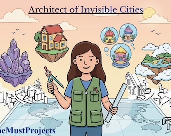 Architect of Invisible Cities: Storytelling Coloring Book for Adults & Kids, 15 Fantasy Architecture Pages, Steampeak Design, Digital PDF
