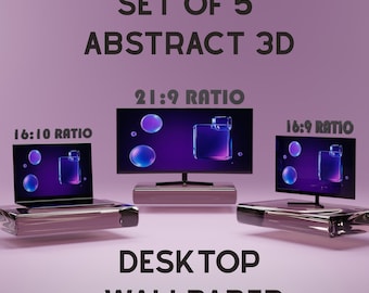 Abstract 3D Desktop Wallpaper Bundle, Aesthetic PC Background, Glassmorphism Mac Screensaver, Futuristic Digital Art Download