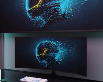 Abstract Gamer Desktop Wallpaper Set of 5, Neon Splash Controller PC Background, Glitch Art Ultrawide Monitor 4K HD Digital Download