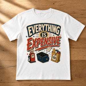 Everything Is Expensive Shirt, Funny Inflation Humor Tee, Retro Cost of Living T Shirt, Gas Grocery Prices Sarcastic Gift