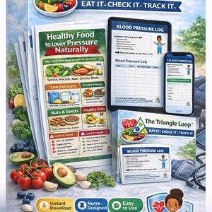 Lower Your Blood Pressure Naturally | Health Tracker Bundle | BP Log, Blood Sugar Log, CHF Weight Tracker | Meal Guide Printable PDF