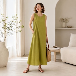 olive green aline dress Eirlys Olive Green Midi Dress