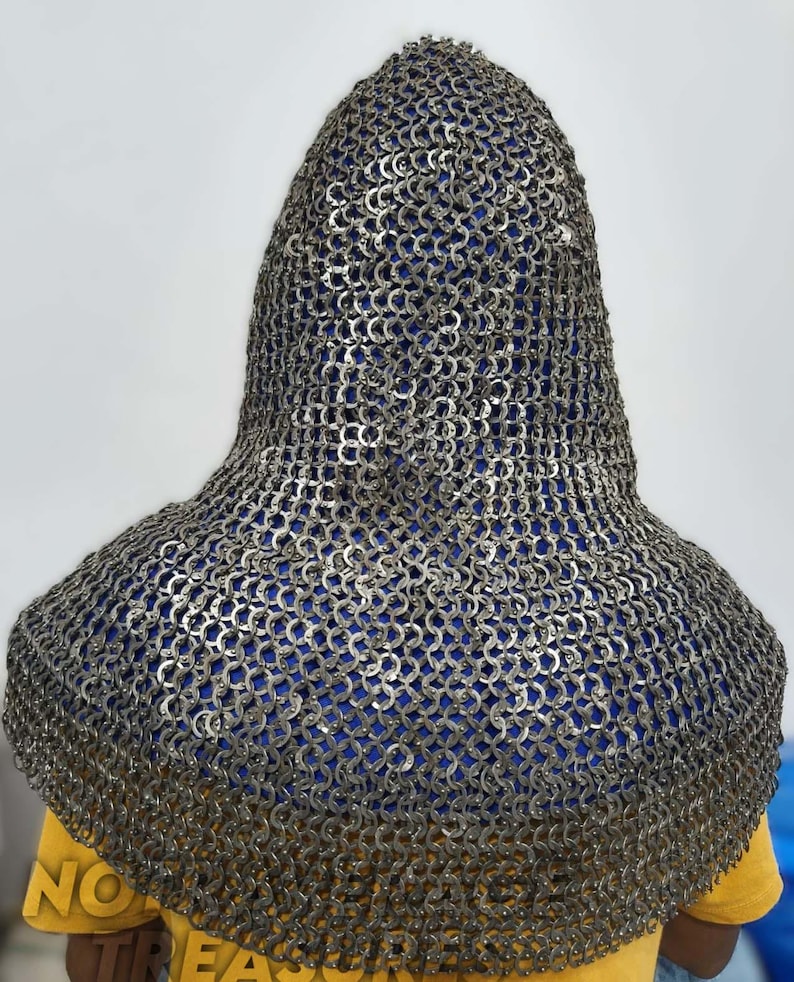 Small Chain Mail Riveted 9mm Stainless Steel Chainmail Coif: European 4-in-1 Weave Armor ...