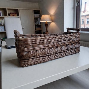 Organizador rectangular tejido, organizador de mimbre, cesta de despensa, almacenamiento para baño, decoración de estantes