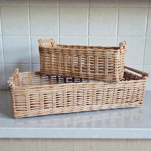 Panier de rangement rectangulaire en osier, étagère, bac de rangement pour garde-manger et placard, décoration faite main