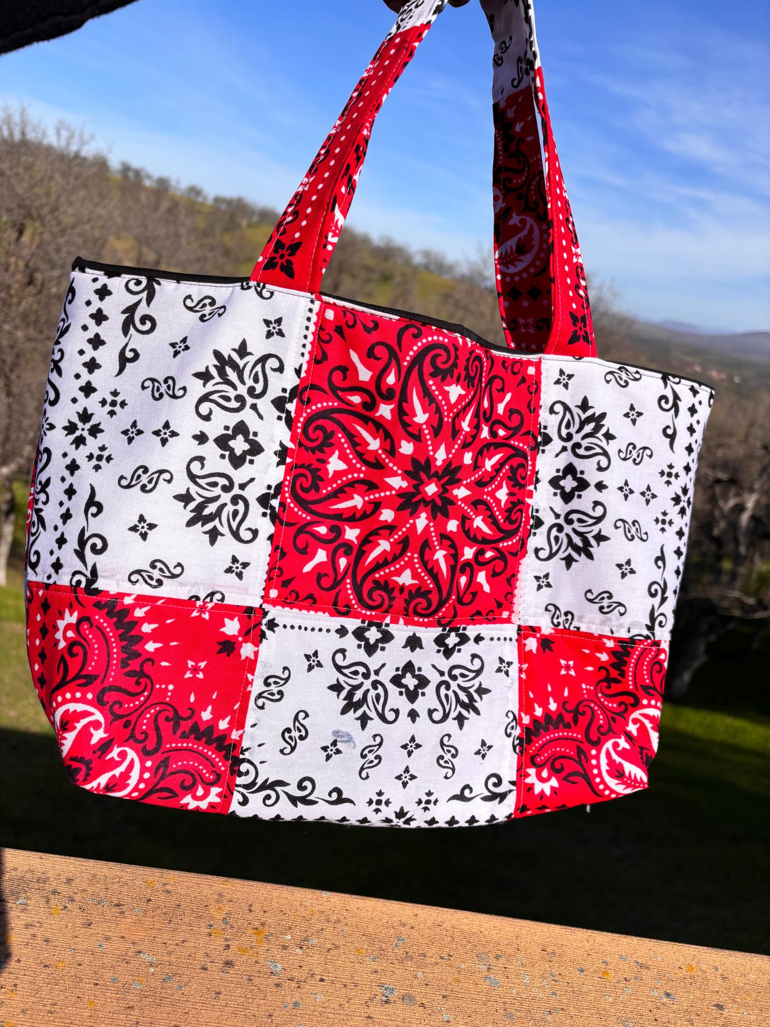 Quilted Bandana Patchwork Tote Bag - Etsy