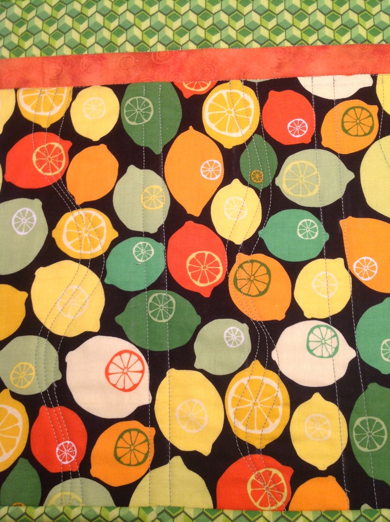 Quilted Placemats Set of Two Placemats Lemon Placemats Etsy