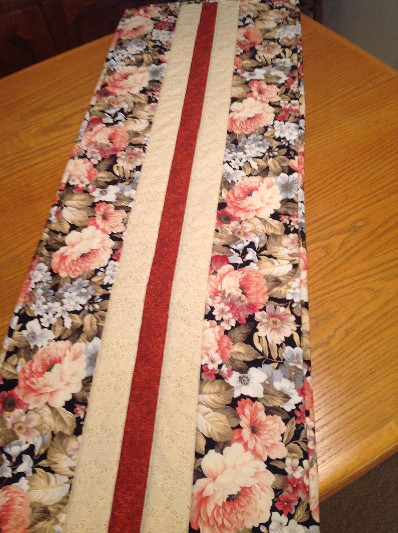 Quilted Table Runner Floral Table Runner Rectangle Table Etsy
