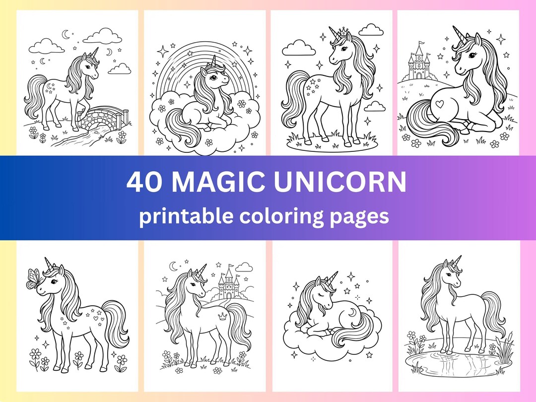 Unicorn Coloring Book for Girls | 40 Magical Unicorn Pages | Instant ...