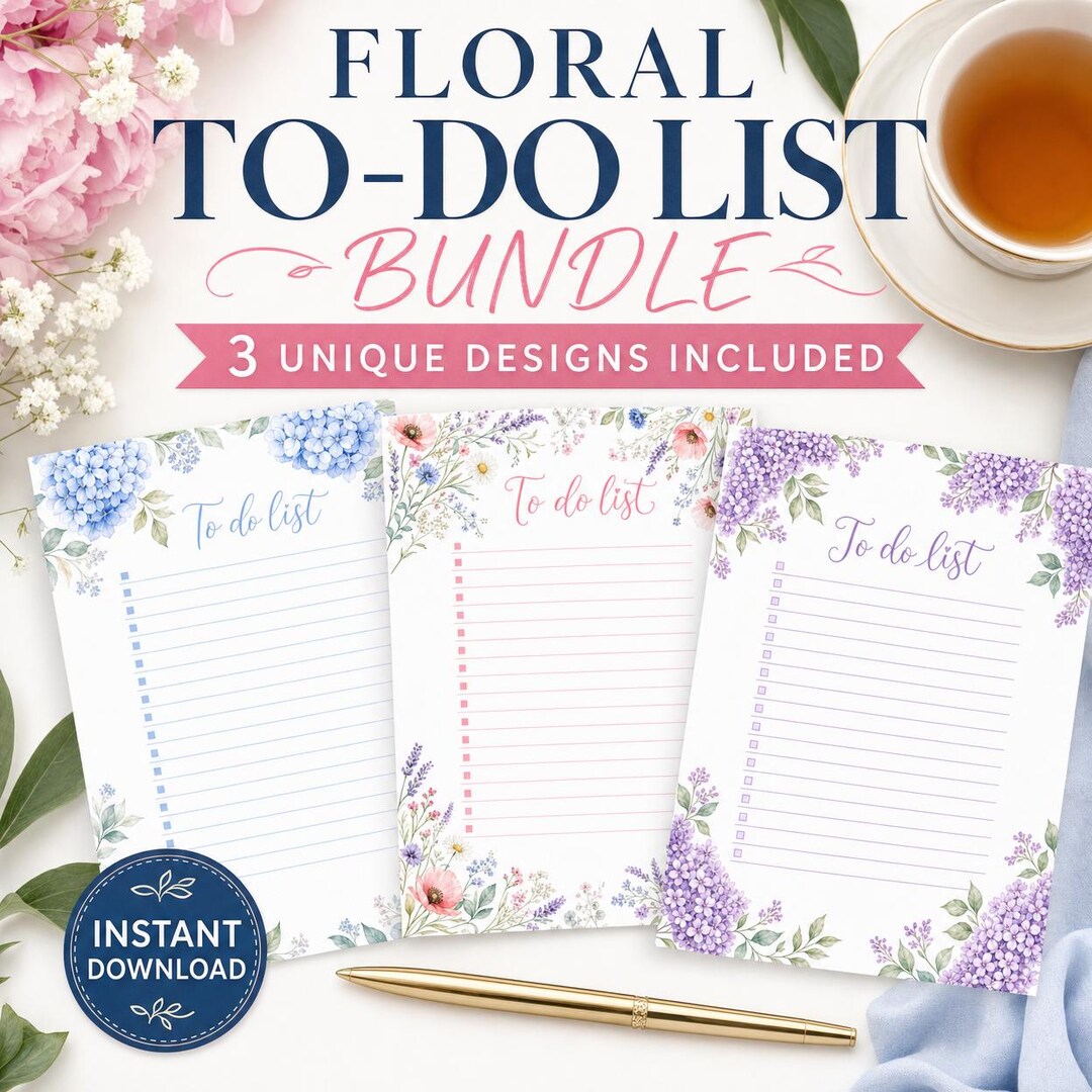 Floral Daily Planner Printable | to Do List Template | Checklist ...