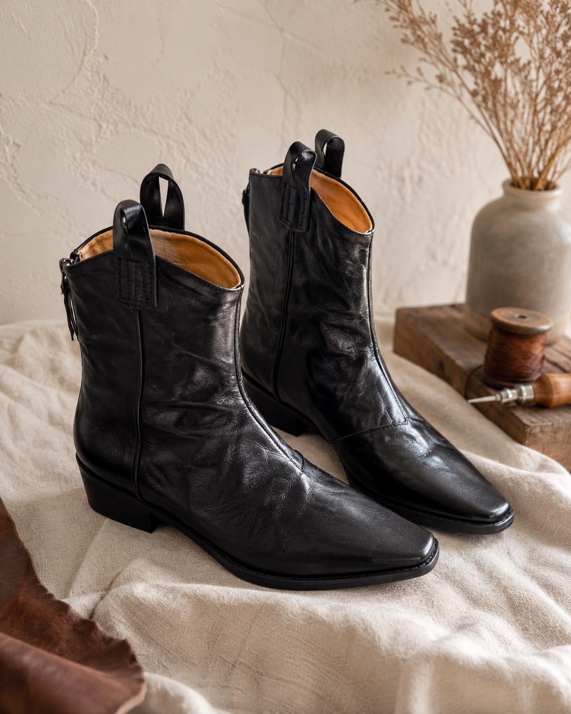 Cowhide Ankle Boots - Etsy UK