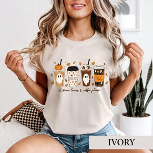 Fall Coffee Halloween Shirt, Spooky Iced Latte Tee, Ghost Lover Autumn Gift