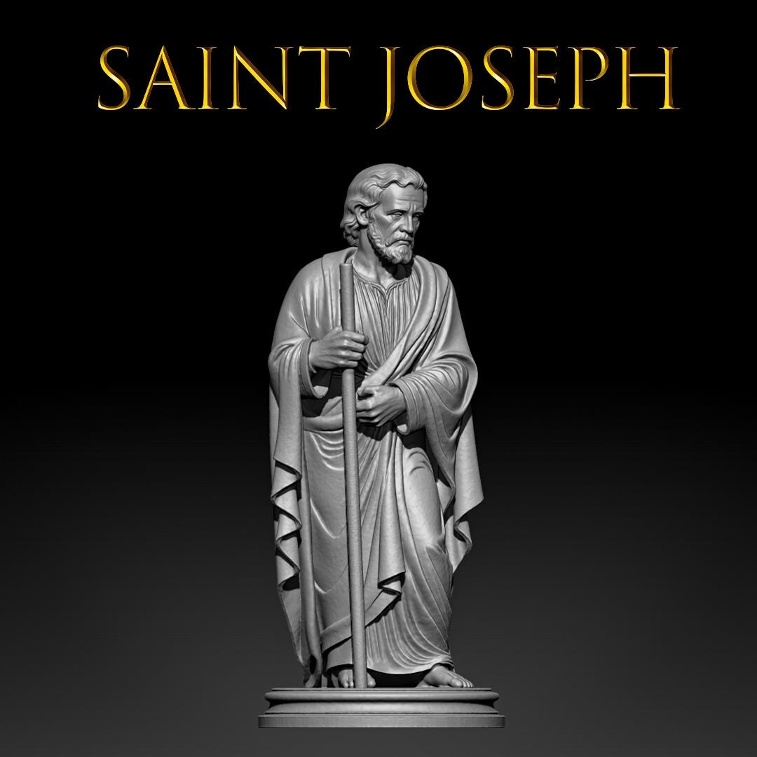 Saint Joseph STL File: Catholic 3D Print Statue, Standing Figure With ...