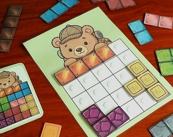 Actividades Infantiles de Lógica y Percepción Visual, Puzle Imprimible Niños, Tetris Oso Explorador, Recurso Educativo Preescolar PDF