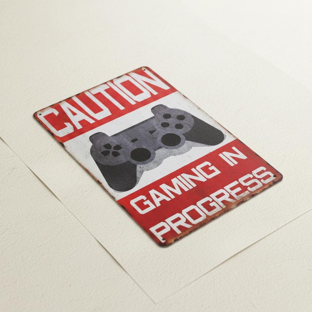 Metal Caution Gaming in Progress Sign | Gamer Room Wall Art Decor - Etsy
