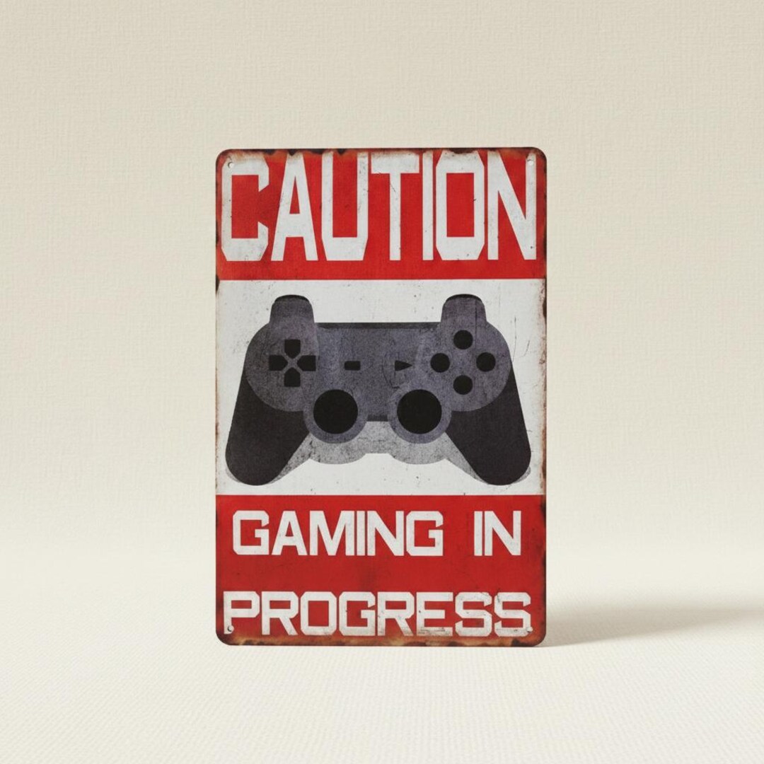 Metal Caution Gaming in Progress Sign | Gamer Room Wall Art Decor - Etsy