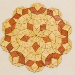 Penrose P3 River Tiles, Mathematical Puzzle, Pentagon, Tile Puzzle, Physics Puzzle, 89 golden diamonds, 55 lozenges, Pattern Blocks, STEM image 4