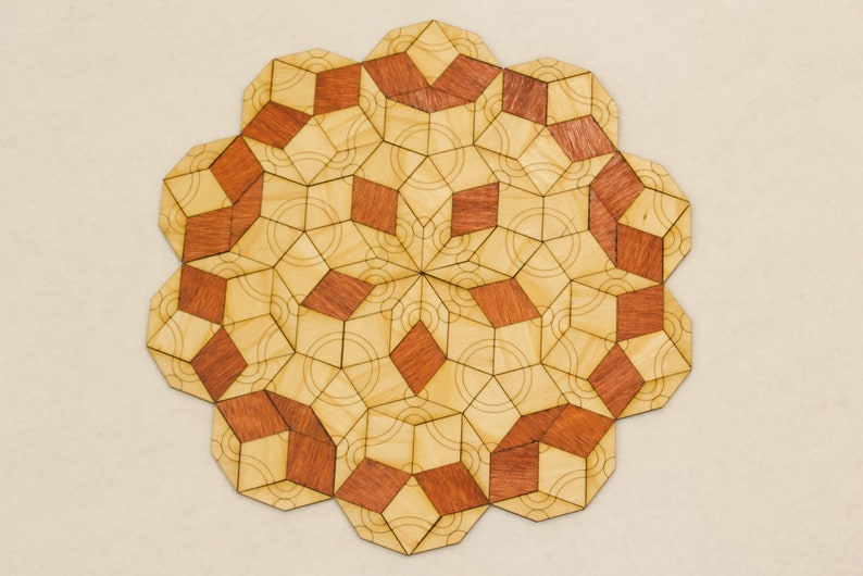 Penrose P3 River Tiles, Mathematical Puzzle, Pentagon, Tile Puzzle, Physics Puzzle, 89 golden diamonds, 55 lozenges, Pattern Blocks, STEM image 4