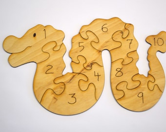 Dragon Counting Puzzle with Storage Bag Baltic Toy Grade 1/8&quot; plywood Educational