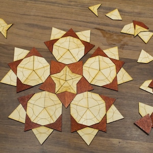 Penrose P2 Arc Tiles, Mathematical Puzzle, Pentagon Puzzle, Tile Puzzle, Physics Puzzle, 89 Tiles, 55 Kites, 34 Darts, Pattern Blocks, STEM