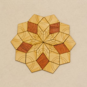 Penrose P3 River Tiles, Mathematical Puzzle, Pentagon, Tile Puzzle, Physics Puzzle, 89 golden diamonds, 55 lozenges, Pattern Blocks, STEM image 6