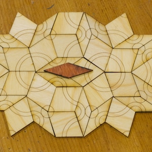 Penrose P3 River Tiles, Mathematical Puzzle, Pentagon, Tile Puzzle, Physics Puzzle, 89 golden diamonds, 55 lozenges, Pattern Blocks, STEM image 8