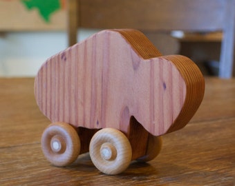 Bison, Redwood, Push Toy, Handmade, Heirloom