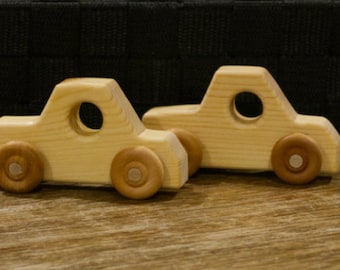 2 ea. Toy Jeep Pickup Truck, Pine Wood