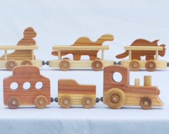 Dinosaur Train, Brontosaurus, Triceratops, T-Rex. Heirloom Train, Handmade