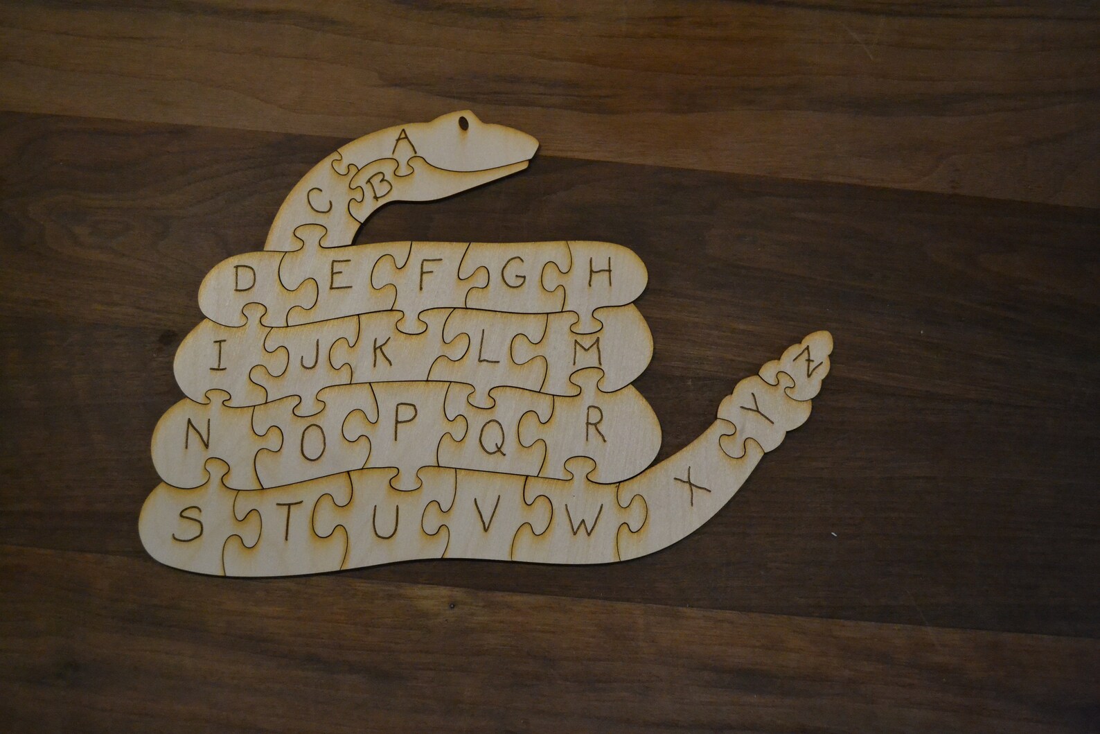 Snake Alphabet Wooden Puzzle Baltic Birch Plywood Etsy