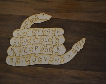 Snake Alphabet Wooden Puzzle, Baltic Birch Plywood