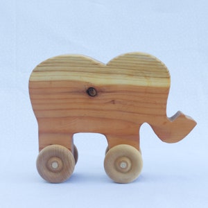 Redwood Push Elephant, Handmade, Heirloom Toy