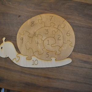 Snail Counting Puzzle with Bag for Storage Handmade Educational Wood Puzzle