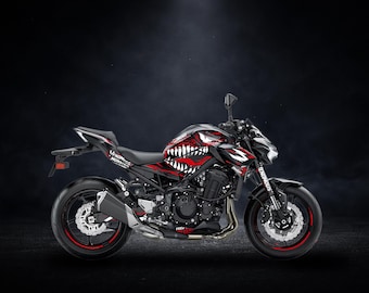 Z900 Decal Kit | Aggressive Beast Mask Design | Racing Graphics Stickers | Custom Color Motorcycle Decals