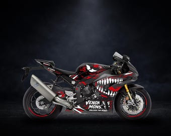 CBR-1000RR Decal Kit | Aggressive Beast Mask Design | Racing Graphics Stickers | Custom Color Motorcycle Decals