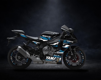 R1 Motorcycle Decal Kit | Racing Graphics Stickers | Custom Color Sport Bike Decals | Aggressive Vector Design