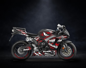 CBR-600RR Decal Kit | Aggressive Beast Mask Design | Racing Graphics Stickers | Custom Color Motorcycle Decals