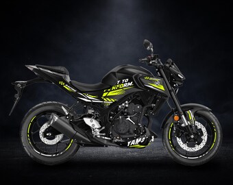 MT-03  Decal Kit | Aggressive Beast Mask Design | Racing Graphics Stickers | Custom Color Motorcycle Decals