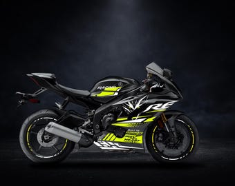 R6 Motorcycle Decal Kit | Racing Graphics Stickers | Custom Color Sport Bike Decals | Aggressive Vector Design