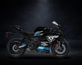 R9 Motorcycle Decal Kit | Racing Graphics Stickers | Custom Color Sport Bike Decals | Aggressive Vector Design