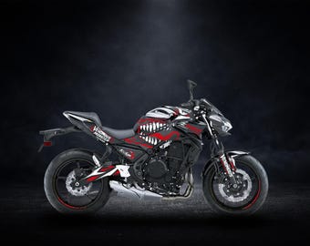Z650 Decal Kit | Aggressive Beast Mask Design | Racing Graphics Stickers | Custom Color Motorcycle Decals