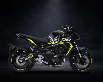 MT-09 Decal Kit | Aggressive Beast Mask Design | Racing Graphics Stickers | Custom Color Motorcycle Decals